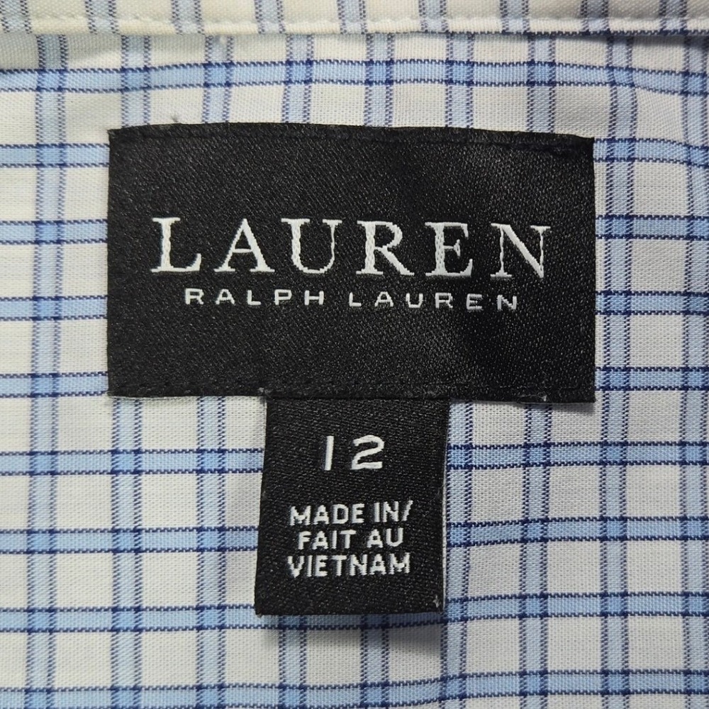 Lauren Ralph Lauren Button Down Kids Plaid Heritage Blue White size 12 - Picture 4 of 7